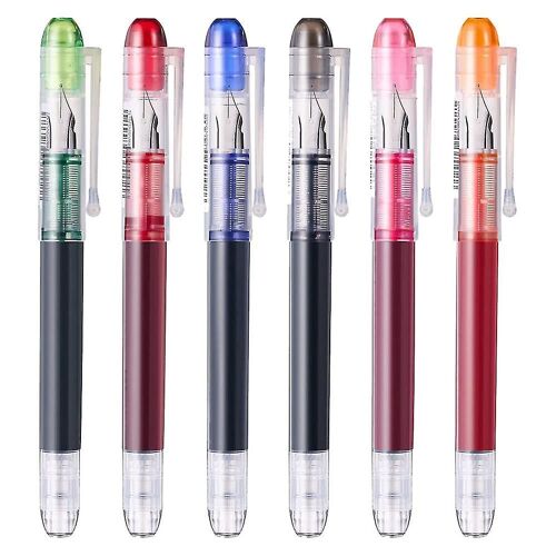 6 Pièces De Stylos Plume Jetables Multicolores, Utilisés Pour Dessiner, Agenda, Calligraphie, Lisse Wr