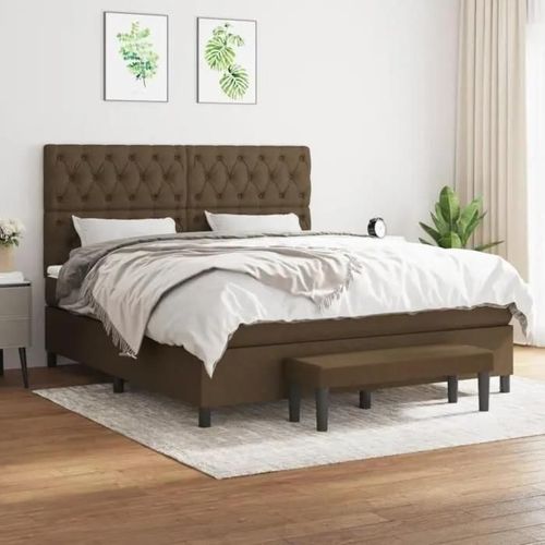 3136848 Vidaxl Lit À Sommier Tapissier Avec Matelas Marron Foncé 160x200 Cm