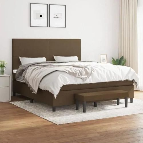 3136448 Vidaxl Lit À Sommier Tapissier Avec Matelas Marron Foncé 160x200 Cm