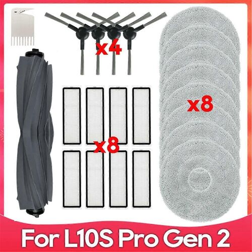 Compatible avec l'aspirateur robot L10S Pro Gen 2/RLL42SDA, brosse latérale principale, chiffon de nettoyage, filtre Hepa, pièce détachée