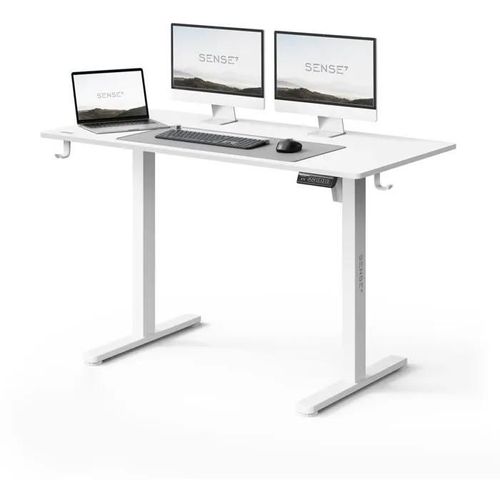 Bureau Électrique Sense7 Nojo Light 120 X 60 Cm Blanc - Table Gaming, Réglable Hauteur, Mémoire, Support Casque