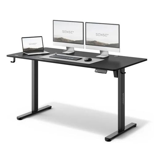 Bureau Électrique Sense7 Nojo Light 140 X 70 Cm Noir - Table Gaming, Réglable Hauteur, Mémoire, Support Casque