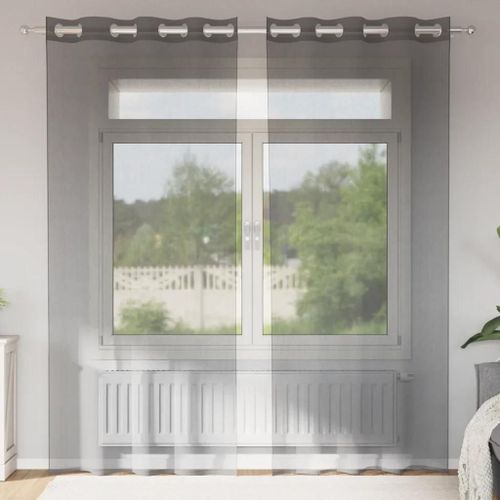 Vidaxl Rideaux En Voile Avec ?illets 2 Pcs Gris Foncé 140x245 Cm