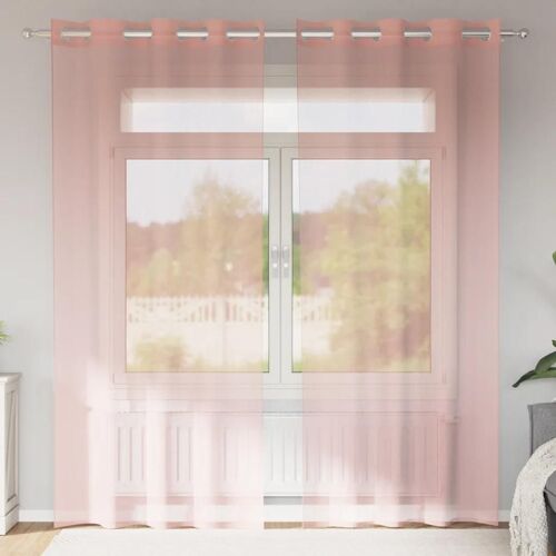 Vidaxl Rideaux En Voile Avec ?illets 2 Pcs Rose 140x225 Cm
