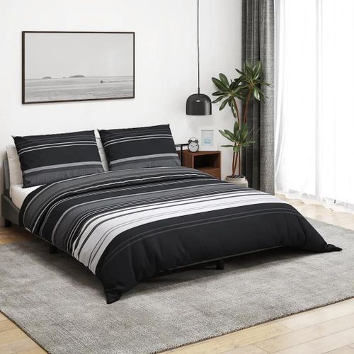 Vidaxl Ensemble De Housse De Couette Noir Et Blanc 225x220 Cm Coton