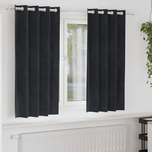 Vidaxl Rideaux Avec Des Rideaux 2 Pcs Noir 140 X 175 Cm Velours