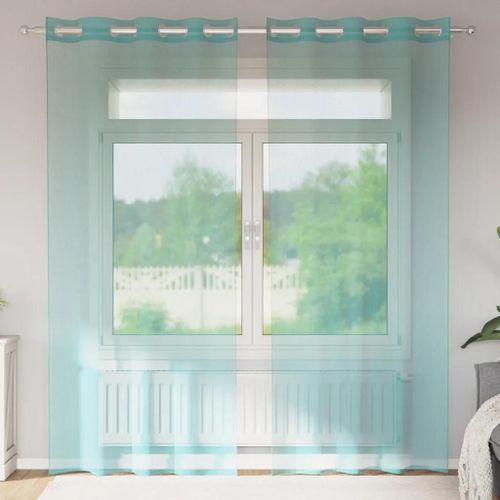 Vidaxl Rideaux En Voile Avec ?illets 2 Pcs Turquoise