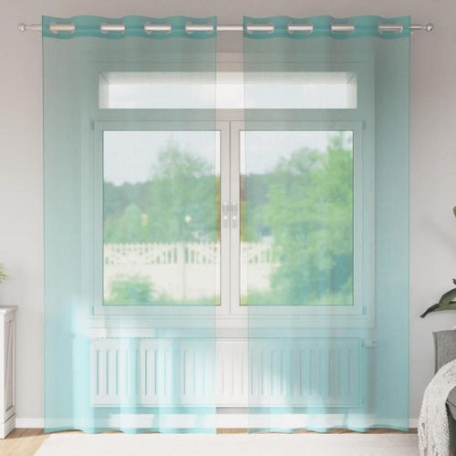 Vidaxl Rideaux En Voile Avec ?illets 2 Pcs Turquoise