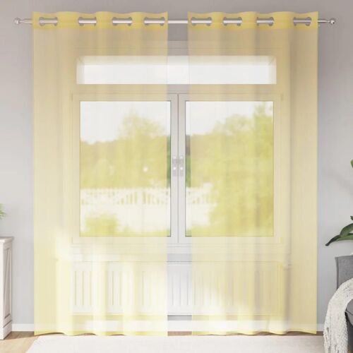 Vidaxl Rideaux En Voile Avec ?illets 2 Pcs Jaune