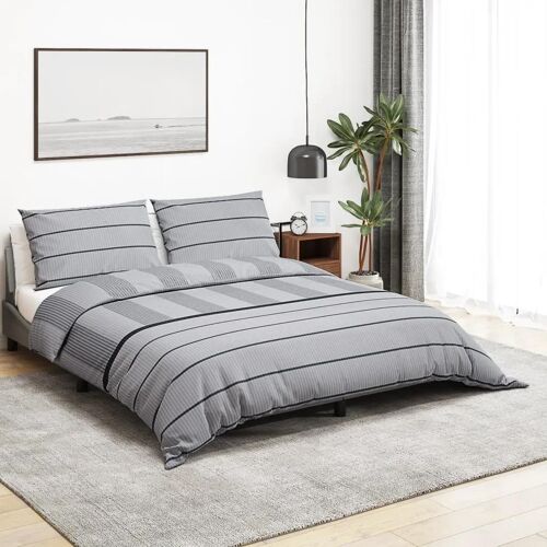 Vidaxl Ensemble De Housse De Couette Gris 200x200 Cm Coton