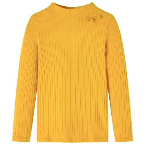 T-Shirt Enfants À Manches Longues Tricot Côtelé Ocre Foncé 116