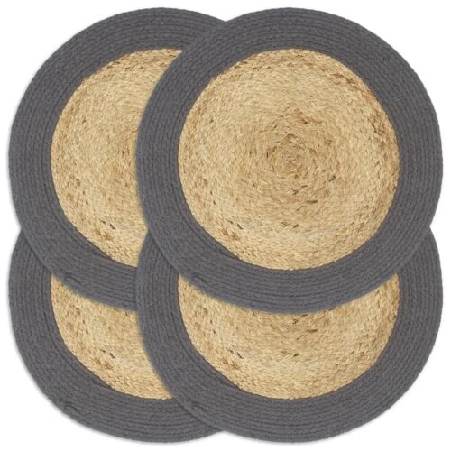 Vidaxl Napperons 4 Pcs Naturel Et Anthracite 38 Cm Jute Et Coton