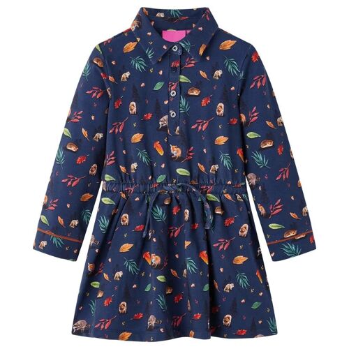 Robe Pour Enfants À Manches Longues Bleu Marine 104