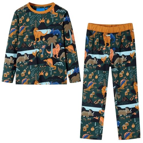 Pyjamas Enfants À Manches Longues Vert Foncé 116