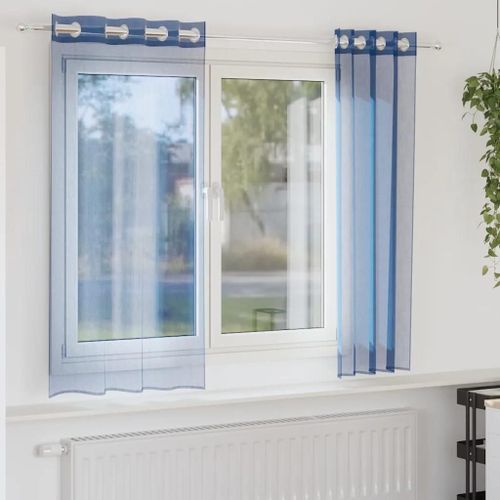 Vidaxl Rideaux En Voile Avec ?illets 2 Pcs Bleu Royal