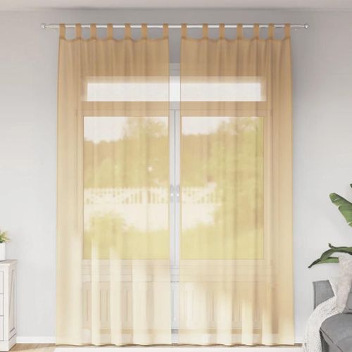 Vidaxl Rideaux En Voile Avec Boucles 2 Pcs Sable 140x260 Cm