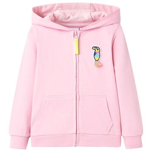 Sweatshirt À Capuche Avec Fermeture Éclair Pour Enfants Rose Vif 104