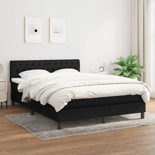 3140299 vidaXL Lit à sommier tapissier avec matelas Noir 140x200 cm Tissu