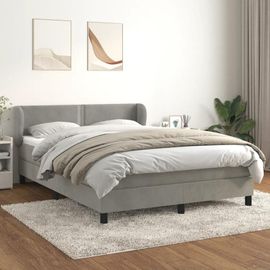 3127433 Vidaxl Lit À Sommier Tapissier Et Matelas Gris Clair 140x200cm Velours