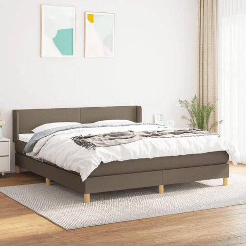 3130125 Vidaxl Lit À Sommier Tapissier Avec Matelas Taupe 160x200 Cm Tissu