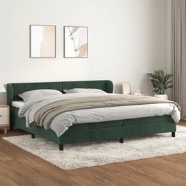 3127394 Vidaxl Lit À Sommier Tapissier Et Matelas Vert Foncé 200x200cm Velours