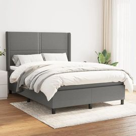 3131346 Vidaxl Lit À Sommier Tapissier Avec Matelas Gris Foncé 140x190cm Tissu