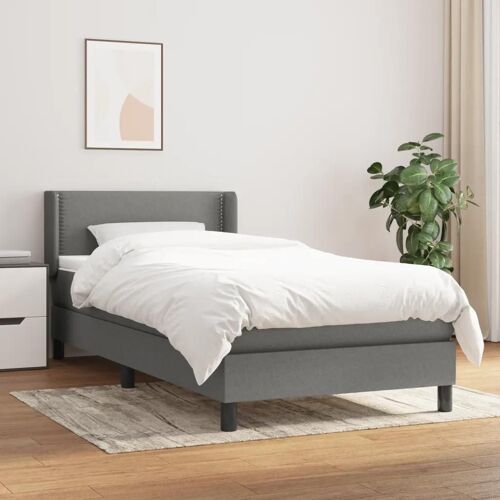 3129602 vidaXL Lit à sommier tapissier avec matelas Gris foncé 90x200 cm Tissu