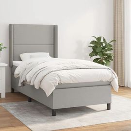 Vidaxl Lit À Sommier Tapissier Et Matelas Gris Clair 90x190 Cm Tissu - Modèle 3131313