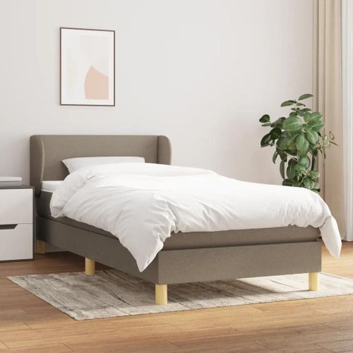 3126617 Vidaxl Lit À Sommier Tapissier Avec Matelas Taupe 90x200 Cm Tissu