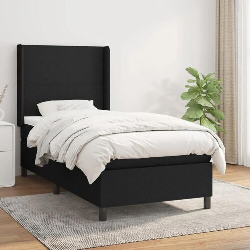 3131251 vidaXL Lit à sommier tapissier avec matelas Noir 100x200 cm Tissu