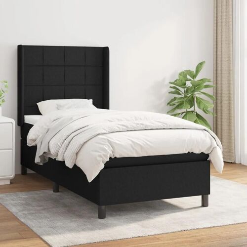 3131411 vidaXL Lit à sommier tapissier avec matelas Noir 100x200 cm Tissu
