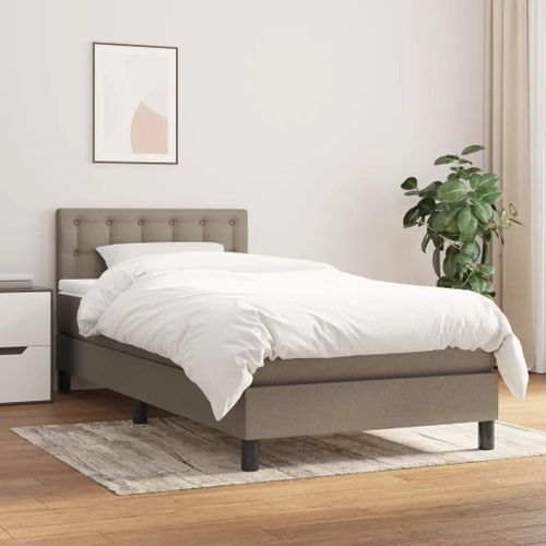 Vidaxl Lit À Sommier Tapissier Avec Matelas Taupe 100x200 Cm Tissu - Modèle 3140357