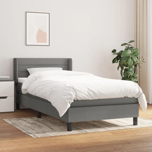 3129762 vidaXL Lit à sommier tapissier avec matelas Gris foncé 90x200 cm Tissu