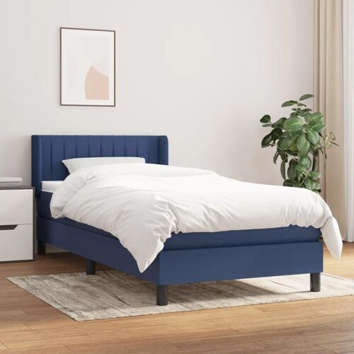 3129855 vidaXL Lit à sommier tapissier avec matelas Bleu 100x200 cm Tissu