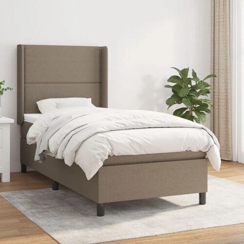 3131333 vidaXL Lit à sommier tapissier avec matelas Taupe 100x200 cm Tissu