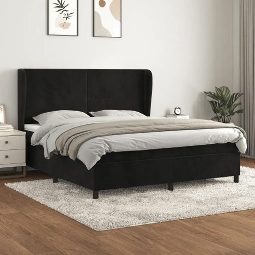 Vidaxl Lit À Sommier Tapissier Et Matelas Noir 160x200 Cm Velours - Modèle 3129101