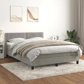 3141245 Vidaxl Lit À Sommier Tapissier Et Matelas Gris Clair 140x200cm Velours