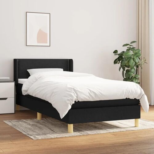 3130147 vidaXL Lit à sommier tapissier et matelas Noir 80x200 cm Tissu