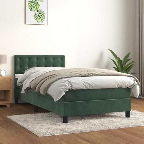 VidaXL Lit à sommier tapissier avec matelas Vert foncé 90x200 cm - Modèle 3141524