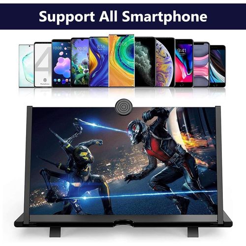 16 Pouces Agrandisseur Ecran Telephone, Loupe D'Écran 3D Hd, Anti-Bleu Loupe Ecran Smartphone Portable Pliable Pour Films, Pour Tous Smartphones (Noir)[Z545]