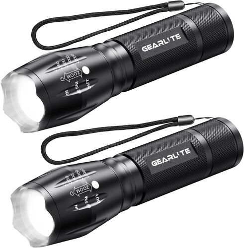 Lampe Torche Led Ultra Puissante 2 Pièces, 2000 Lumens Mini Lampe De Poche Enfant Avec 5 Modes, Ipx6 Étanche Incassablelampe Torche Tactique Zoomable Pour Camping Pêche Randonée Urgences