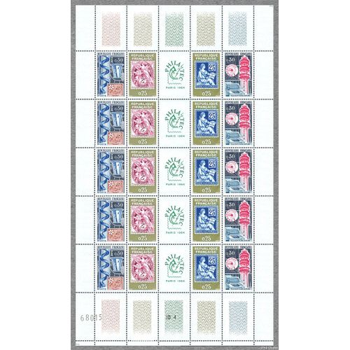 Exposition Philatélique Internationale À Paris Philatec Feuille 1414 Année 1964 N° 1414 1415 1416 1417 Yvert Et Tellier Luxe (5 Bandes Soit 20 Timbres)