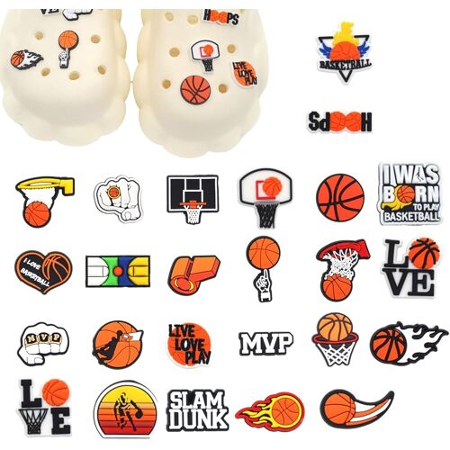 Kalanka-Lot De 25 Pin's Pour Chaussures, Badges À Thème De Basketball, Assortiment De Décorations Pour Clogs, Décorations De Chaussures Diy, Charmes De Chaussures, Accessoires De Décoration De