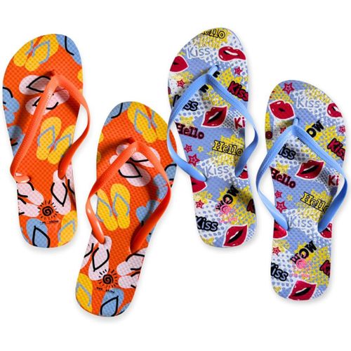 Monst-® Tongs Femme 2 Paires Avec Thème Fruits Et Été - Tongs Mer Et Piscine Adultes - Chaussons D'été