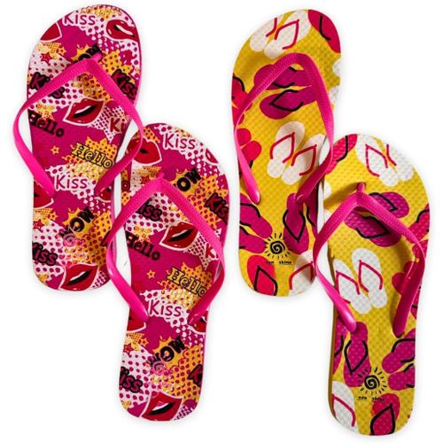 Monst-® Tongs Femme 2 Paires Avec Thème Fruits Et Été - Tongs Mer Et Piscine Adultes - Chaussons D'été