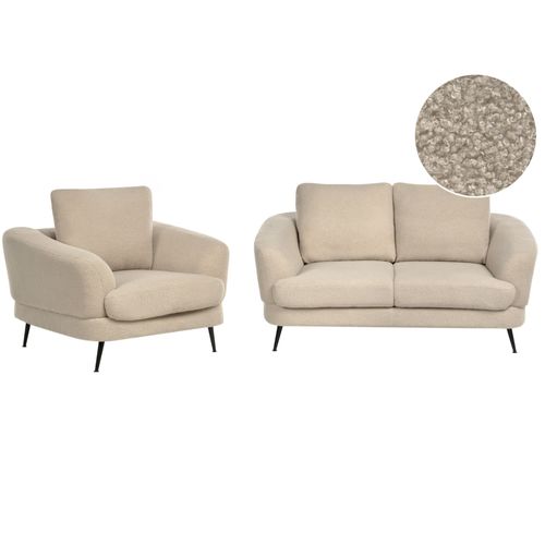 Ensemble De Salon 3 Places Kjaer Bouclé Beige Clair