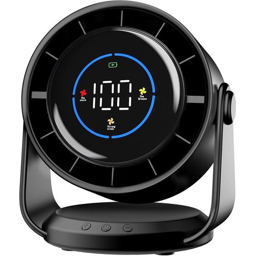 Ventilateur Silencieux Ultra Puissant, Ventilateur de Bureau à 100 Vitesses et tête rotative à 105° Ventilateur Rechargeable USB, Ventilateur Portable pour Bureau, Maison, Chambre, Voiture