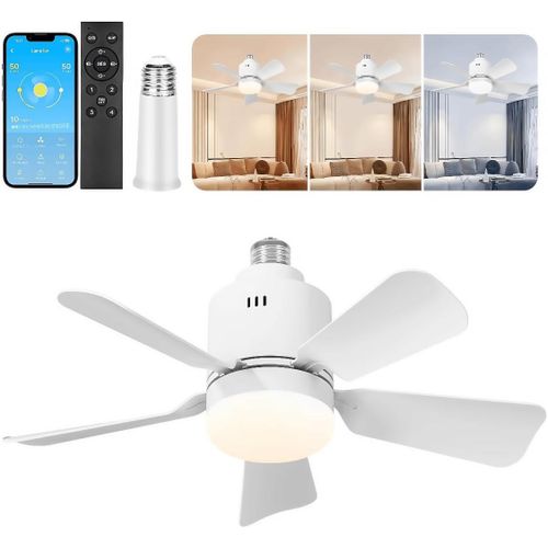 SEPT-Ventilateur Plafond Avec Lumière : ventilateur de plafond à 3 vitesses, temporisable, silencieux et avec LED à intensité variable, adapté pour la chambre/le salon [Classe énergétique A].
