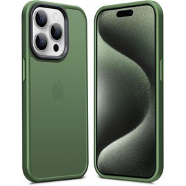 TRAHOO-Zero Seriesr Compatible avec iPhone 15 Pro Coque, Étui Translucide Mat et Minimaliste, Coque pour iPhone 15 Pro avec Silicone 6.1 Pouces, Vert foncé