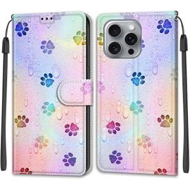 Étui Portefeuille Magnétique En Similicuir Pour Iphone 16 Pro Max ¿ Coque Flip Tpu Avec 2 Fentes Cartes, Protection Antichoc Et Support Horizontal